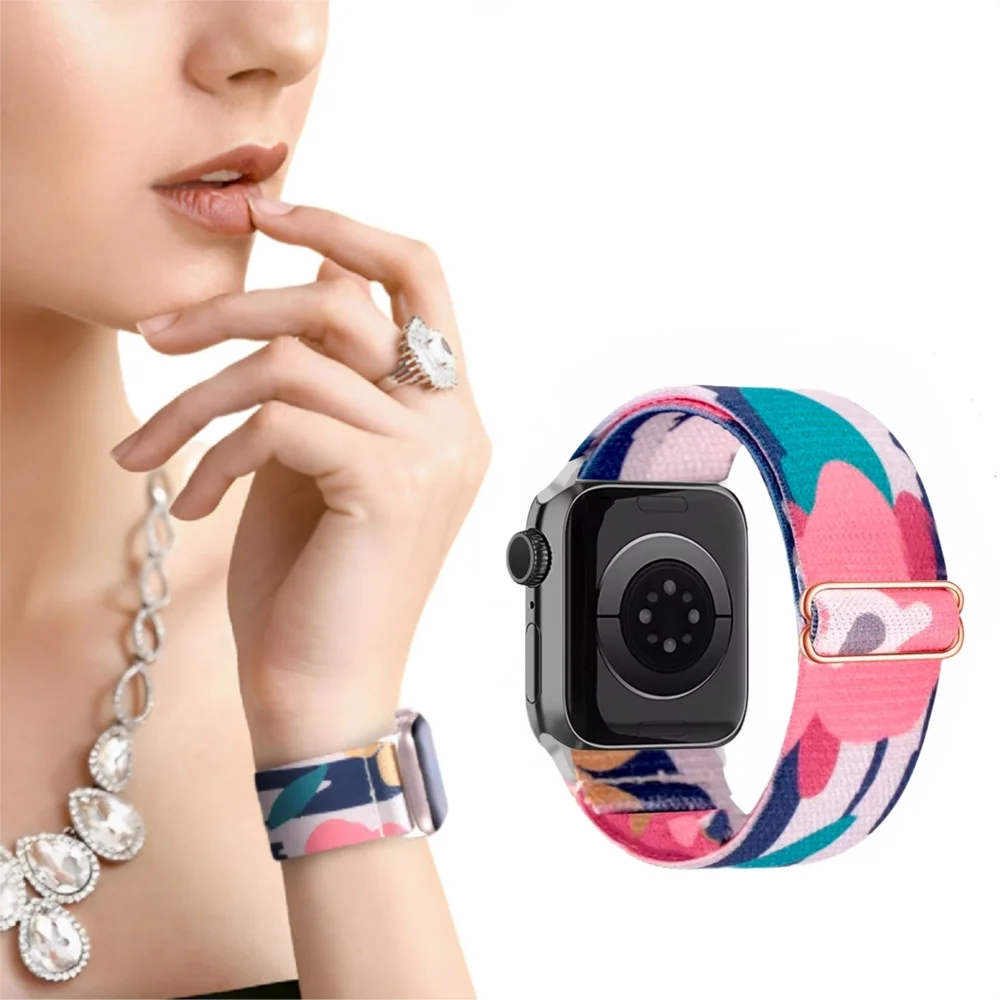 Cute Flower Pattern Stretchy Band Compatible with Apple Watch 38/40/41mm - NEW